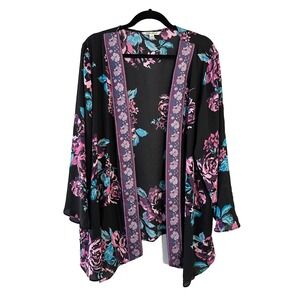 The Pioneer Womans Embroidered Dark Floral Open Cardigan Size L/XL Whimsigoth